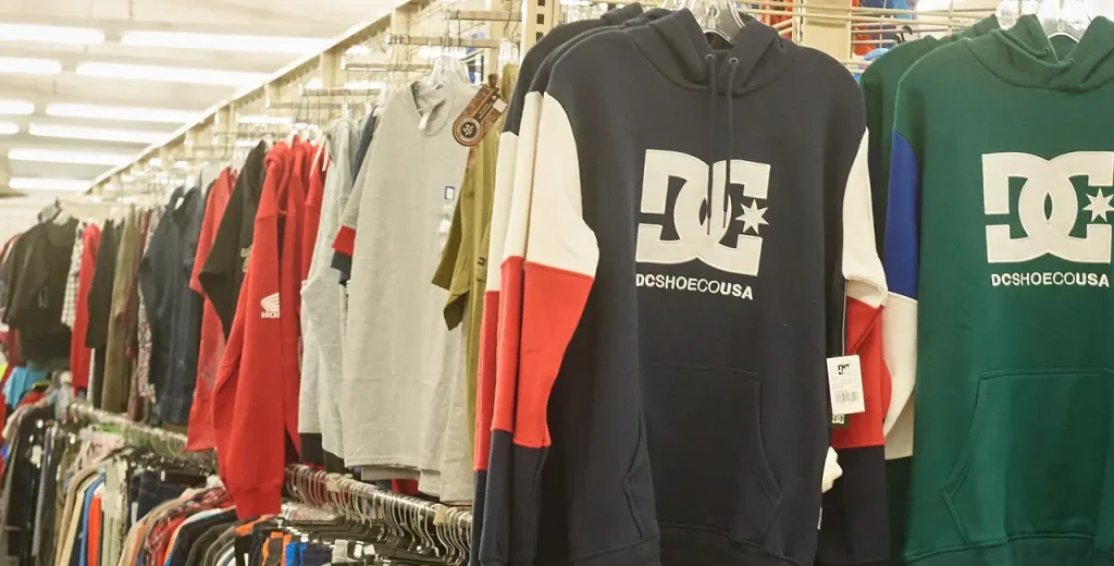 Rack of clothing in Northern store